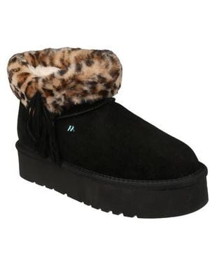 Mykos Suede & Faux Fur Trim Boot - Black