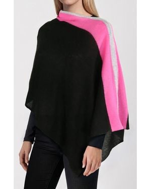 Portolano Colorblock Cashmere Poncho - Black