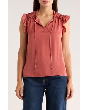 DR2 by Daniel Rainn Ruffle Tie Neck Top - Red