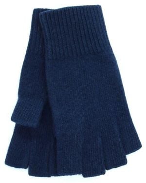 Portolano Fingerless Cashmere Gloves - Blue