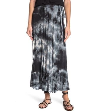 Go Couture Faux Wrap Midi Skirt - Black