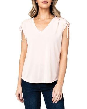 Gibsonlook Cinched Shoulder Cap Sleeve T-Shirt - White