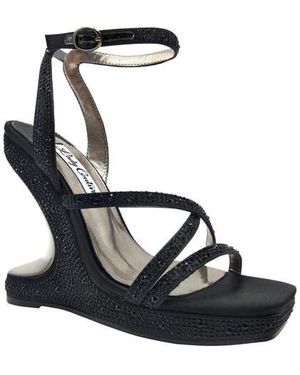 Lady Couture Rhinestone Wedge Sandal - Black