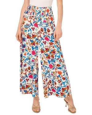Vince Camuto Smocked Waist Wide Leg Pants - White