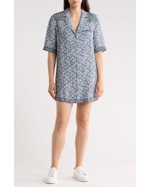 Faherty Paradise Point Short Sleeve Linen Shirtdress - Blue