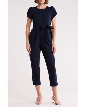 Calvin Klein Tulip Sleeve Belted Jumpsuit - Blue