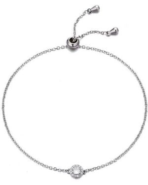 Adornia Cubic Zirconia Halo Charm Slider Chain Bracelet - White