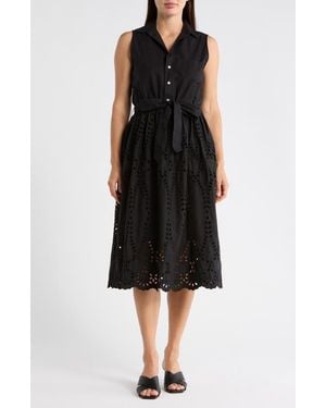 Frank & Eileen Sleeveless Cotton Eyelet Dress - Black