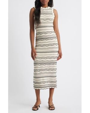 Vero Moda Madeira Open Stitch Cotton Blend Maxi Sweater Dress - Metallic