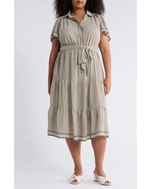 Max Studio Collared Midi Dress - Natural