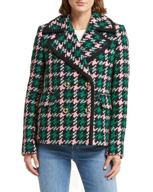 Kate Spade Framed Plaid Peacoat - Green