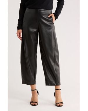 Max Studio Faux Leather Barrel Pants - Gray