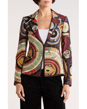 Alice + Olivia Mya Notch Lapel Fitted Blazer - Brown