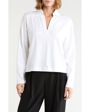 Vince Easy Long Sleeve Polo - White
