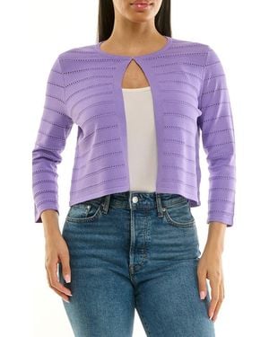 Nina Leonard Pointelle Stitch Bolero - Purple