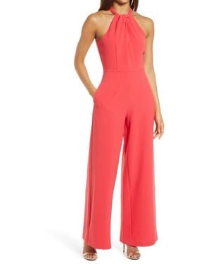 Julia Jordan Halter Neck Wide Leg Jumpsuit - Red