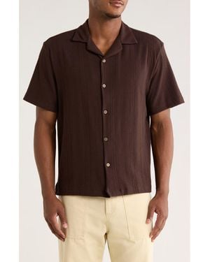 Cactus Man Texture Knit Camp Shirt - Brown