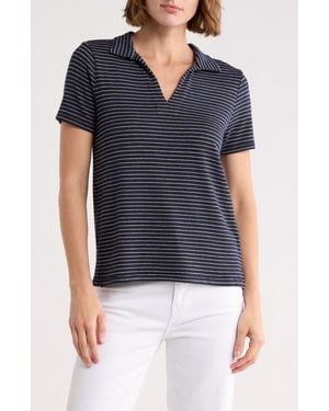 Tahari Pinstripe Short Sleeve Top - Blue