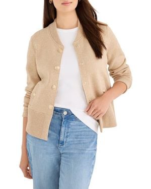 NIC+ZOE Knit Bomber Jacket - Blue