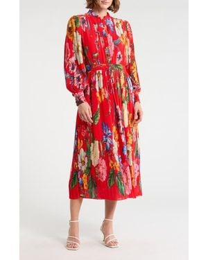 Tahari The Almada Long Sleeve Dress - Red