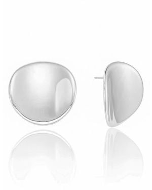 Ettika Modern Circle Stud Earrings - White