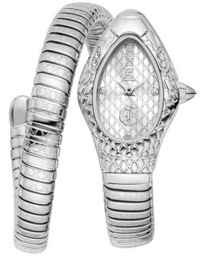 Just Cavalli Snake Wraparound Bracelet Watch, 20Mm X 34.5Mm - Gray