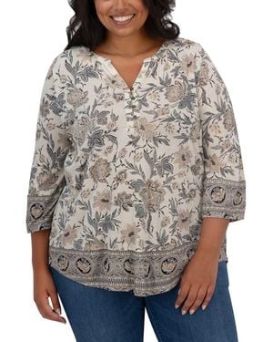 Lucky Brand Border Print Top - Gray