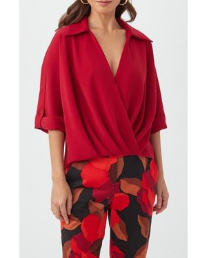 Trina Turk Otto Faux Wrap Top - Red