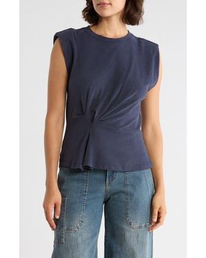 Democracy Side Drape Knit Sleeveless Top - Blue