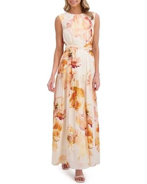 Ted Baker Metallic Floral Wrap Waist Cotton Blend Maxi Dress