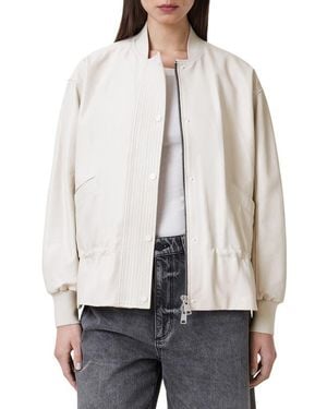 AllSaints Sofi Leather Bomber Jacket - Gray