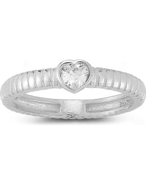 Sphera Milano Rhodium Plated Heart Shape Cz Ring - White