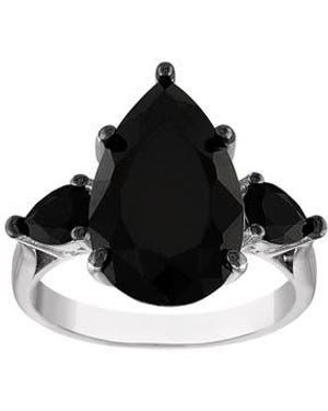 FZN Sterling Spinel Teardrop Ring - Black
