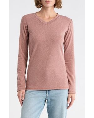 Go Couture V-Neck Long Sleeve T-Shirt - Pink