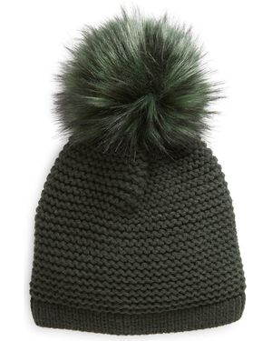 Kyi Kyi Wool Blend Beanie With Faux Fur Pompom - Green