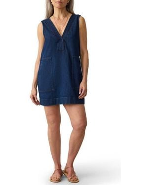 Faherty Azure V-Neck Sleeveless A-Line Minidress - Blue