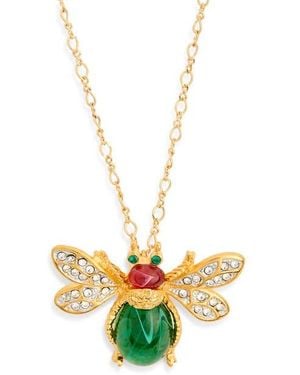 Kenneth Jay Lane Crystal Bee Pendant Necklace - White