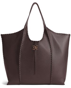 Sam Edelman Sylvia Whipstitched Leather Tote Bag - Brown