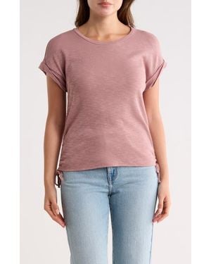 Bobeau Shirred Side Tie T-Shirt - Pink