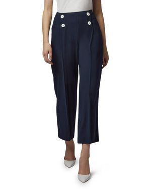 LK Bennett Parker Button Detail Crop Straight Leg Pants - Blue