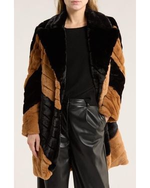 L'Agence Zoya Faux Leather Belted Faux Fur Coat - Black
