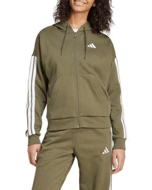 adidas Essential 3-Stripes Full Zip Hoodie - Green