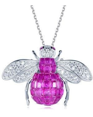Suzy Levian Cubic Zirconia Bumblebee Pendant Necklace - Pink