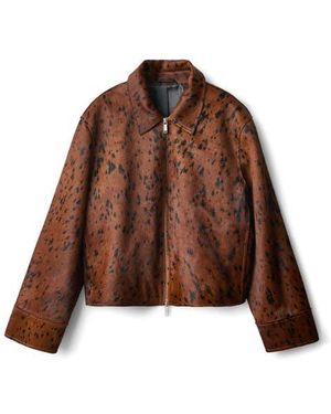 Mango Leather Jacket - Brown