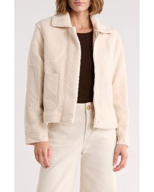 Democracy Faux Shearling Zip Front Jacket - Natural