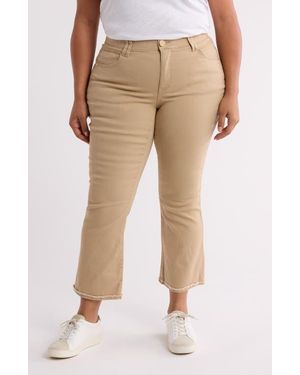 Democracy Fray Crop Flare Pants - Natural