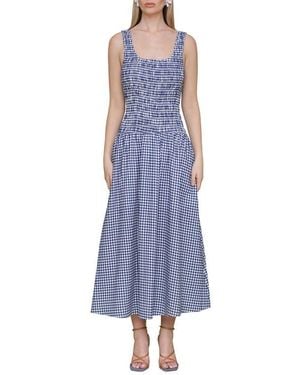 Avec Les Filles Smocked Sleeveless Fit & Flare Maxi Dress - Purple
