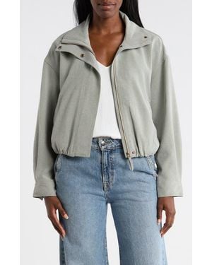 Max Studio Bubble Hem Crop Bomber Jacket - Green