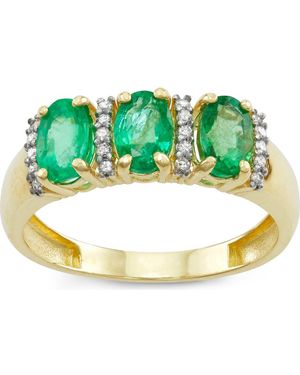 FZN 10K Diamond & Genuine Stone Ring - Blue