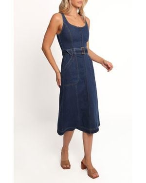 Petal & Pup Carys Sleeveless Belted Midi Dress - Blue